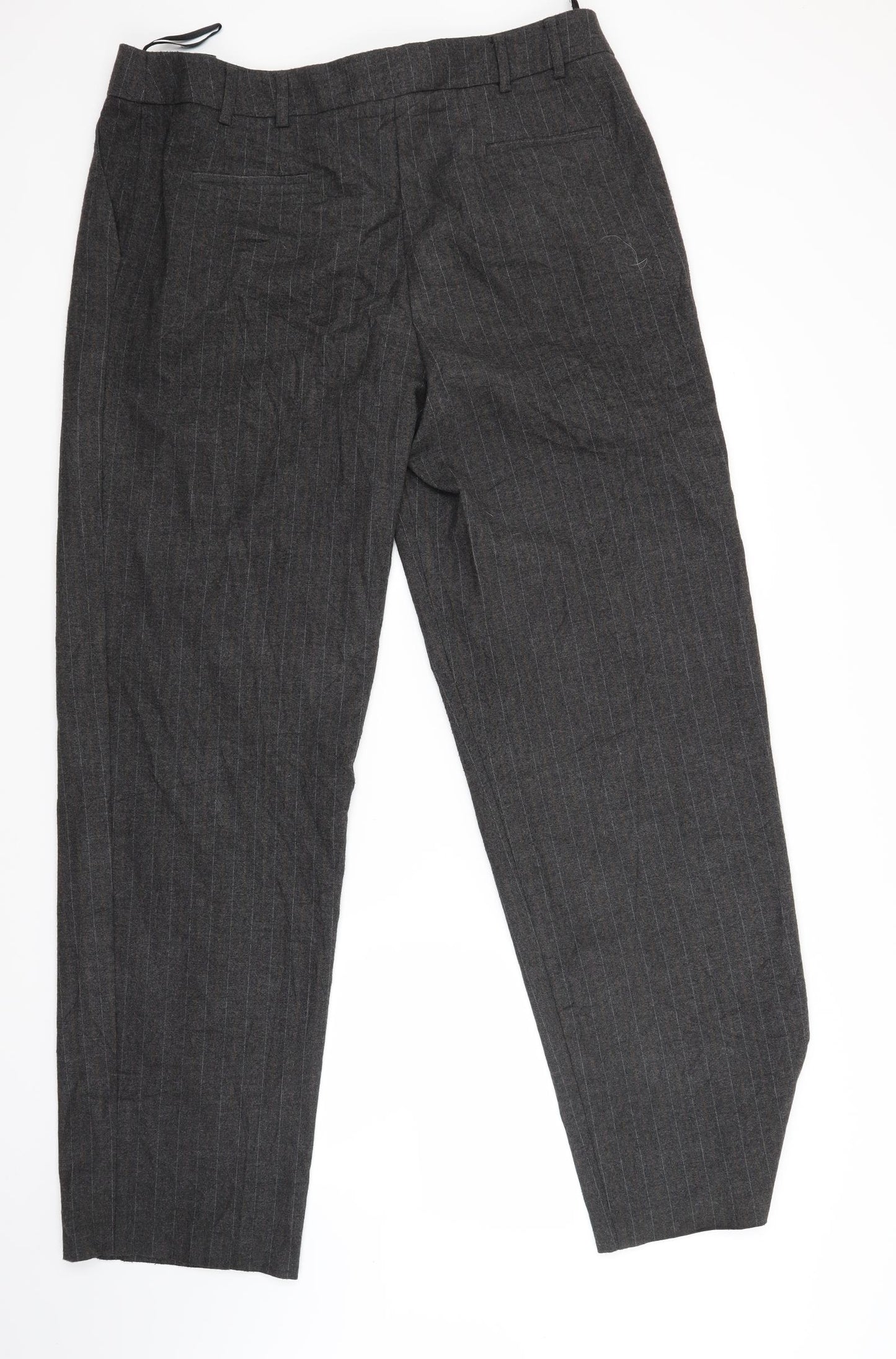 Autograph Womens Grey Striped  Trousers  Size 16 L30 in