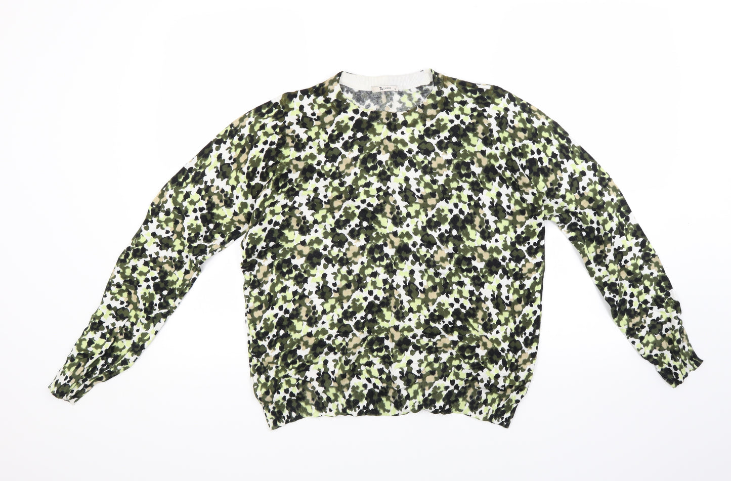 TU Womens Green Floral  Pullover Jumper Size 12