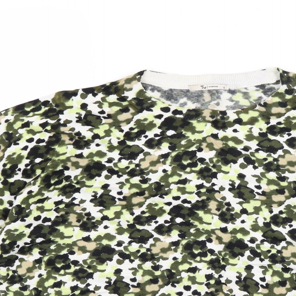 TU Womens Green Floral  Pullover Jumper Size 12