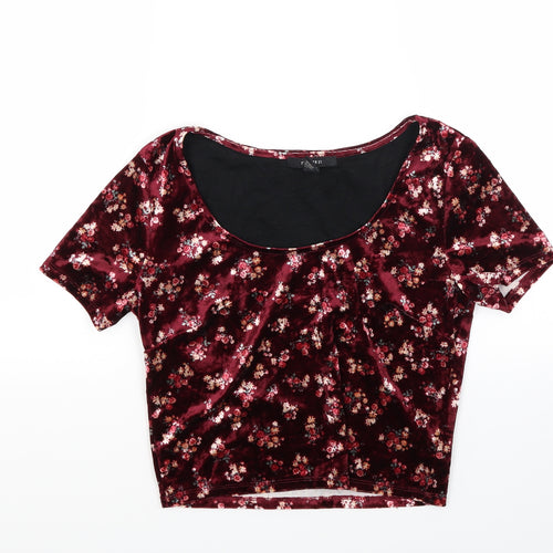 FOREVER 21 Womens Red Floral  Cropped T-Shirt Size M