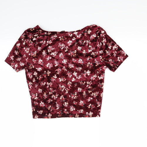 FOREVER 21 Womens Red Floral  Cropped T-Shirt Size M
