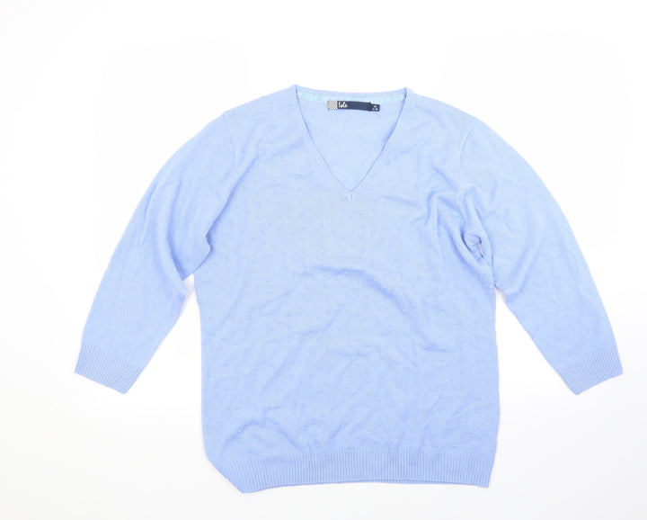 isle Womens Blue Henley Jumper Size 16