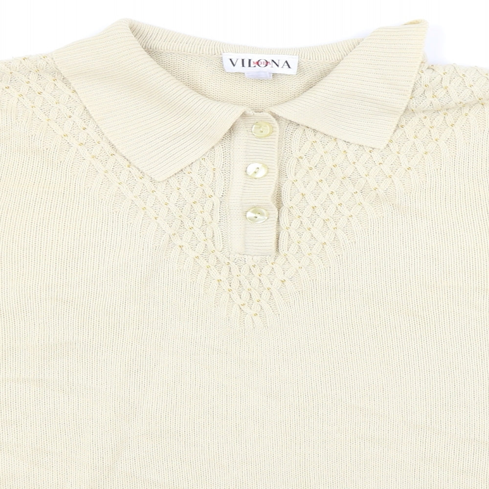 Vilona Womens Beige   Basic Polo Size 14