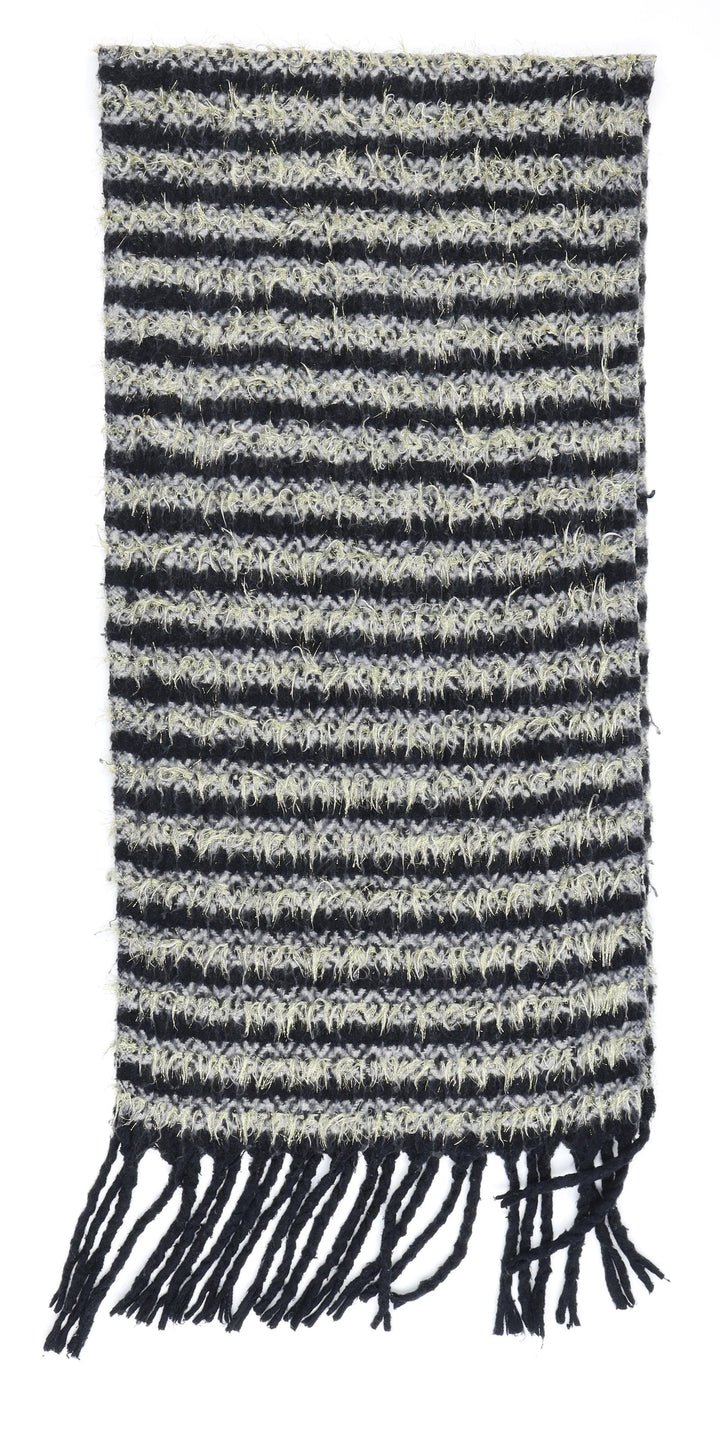 Preworn Womens Black Striped Scarf