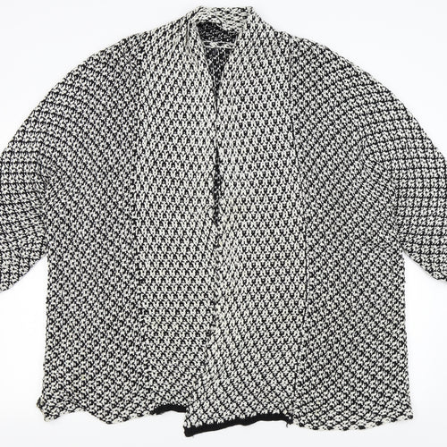 Preworn Womens Black Houndstooth  Cardigan Jumper Size L