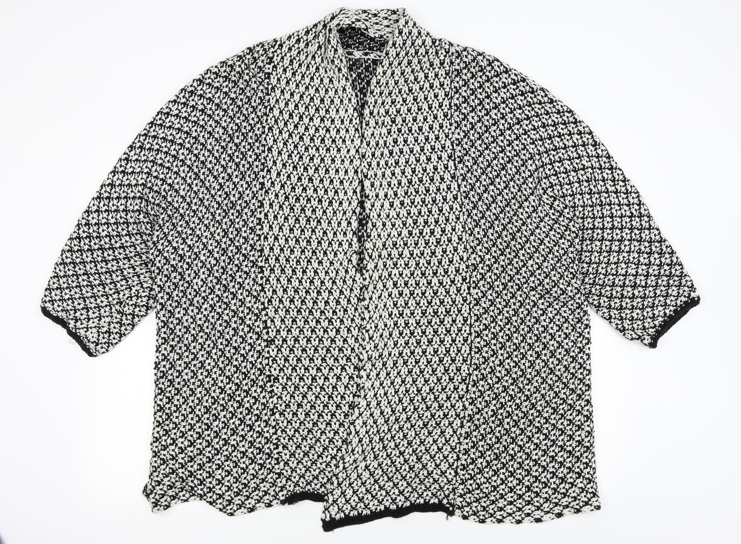 Preworn Womens Black Houndstooth  Cardigan Jumper Size L