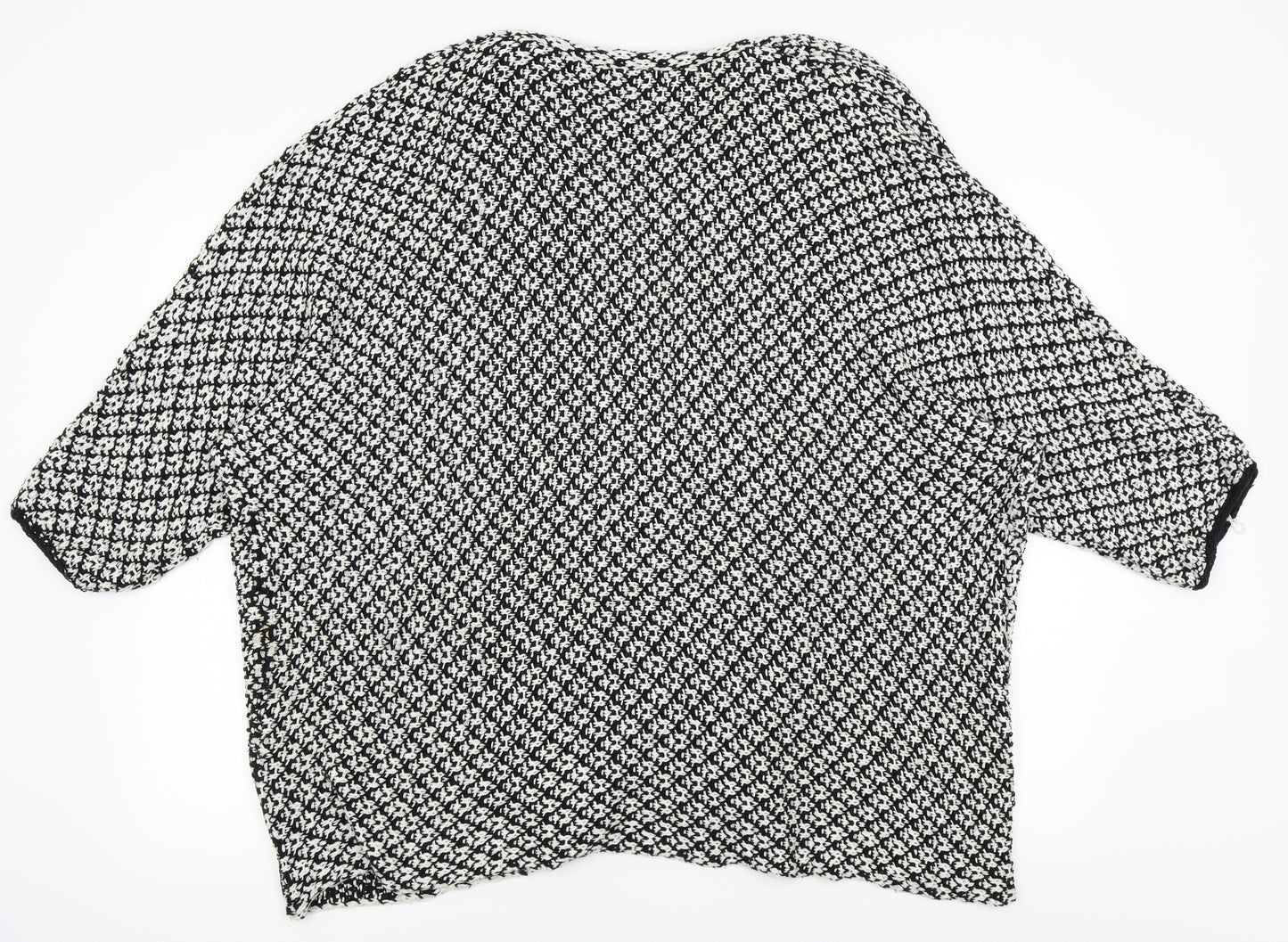 Preworn Womens Black Houndstooth  Cardigan Jumper Size L