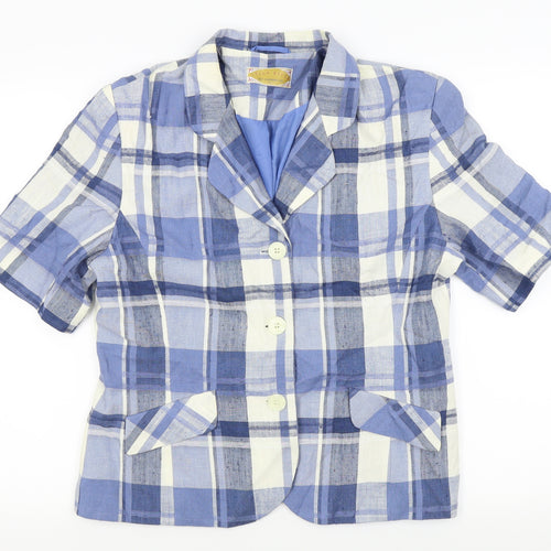Union River Womens Blue Check  Jacket Blazer Size 16