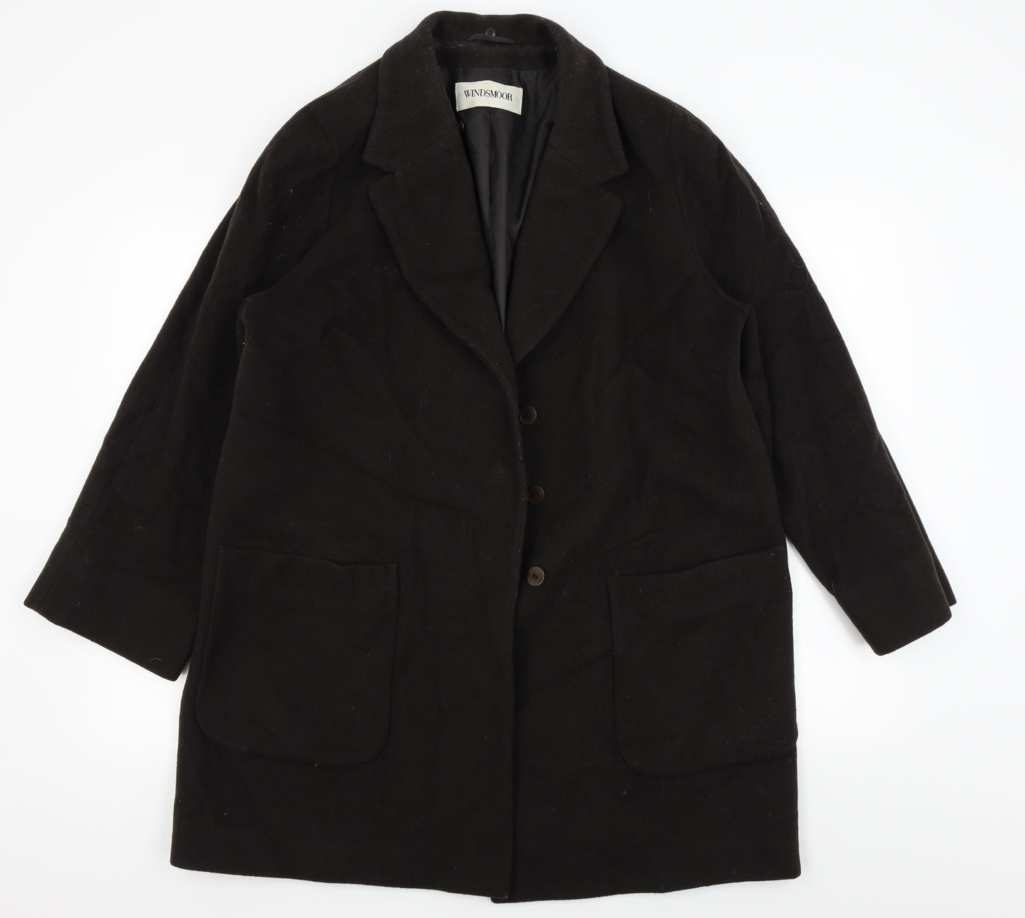 Windsmoor Womens Brown Houndstooth  Overcoat Coat Size 12