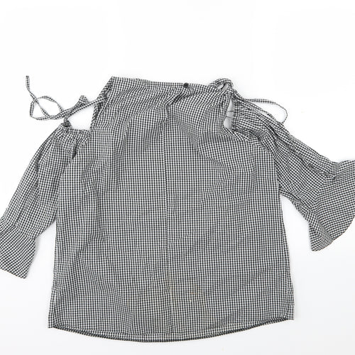 George Womens Grey Check  Basic Blouse Size 14