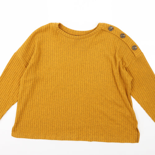 Primark Womens Yellow Striped Knit Pullover Jumper Size L