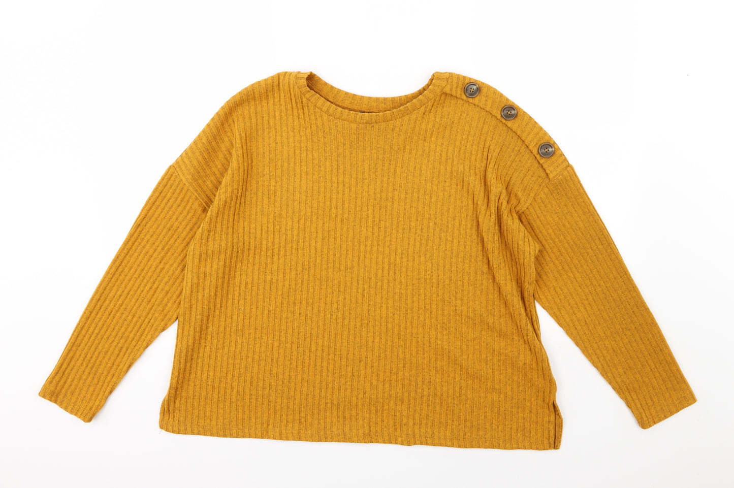 Primark Womens Yellow Striped Knit Pullover Jumper Size L