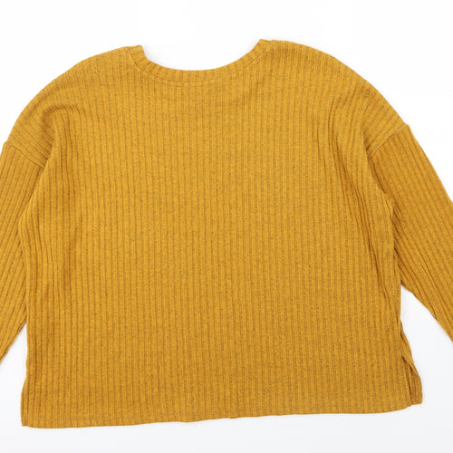 Primark Womens Yellow Striped Knit Pullover Jumper Size L