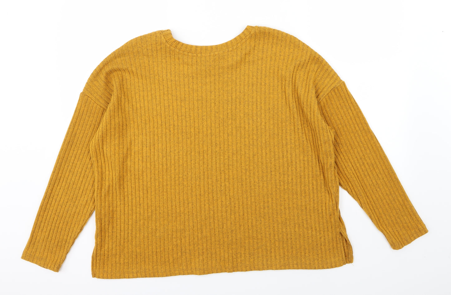 Primark Womens Yellow Striped Knit Pullover Jumper Size L