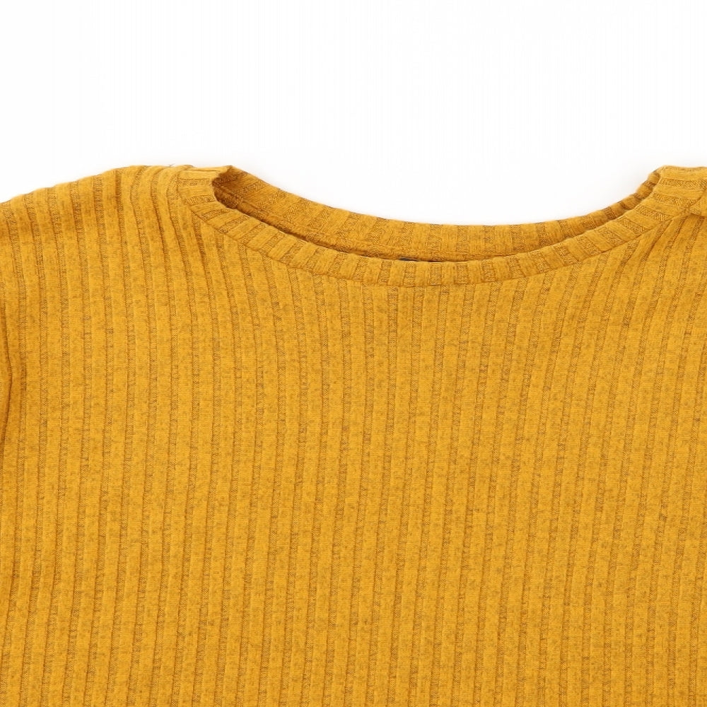 Primark Womens Yellow Striped Knit Pullover Jumper Size L