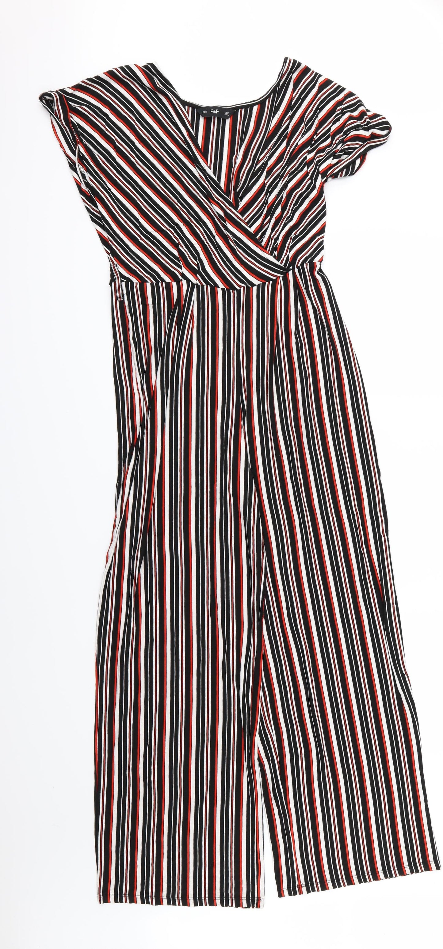 F&F Womens Multicoloured Striped Jersey Jumpsuit One-Piece Size 12 L27 in