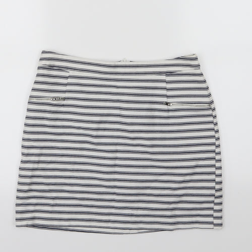New Look Womens Blue Striped  A-Line Skirt Size 10