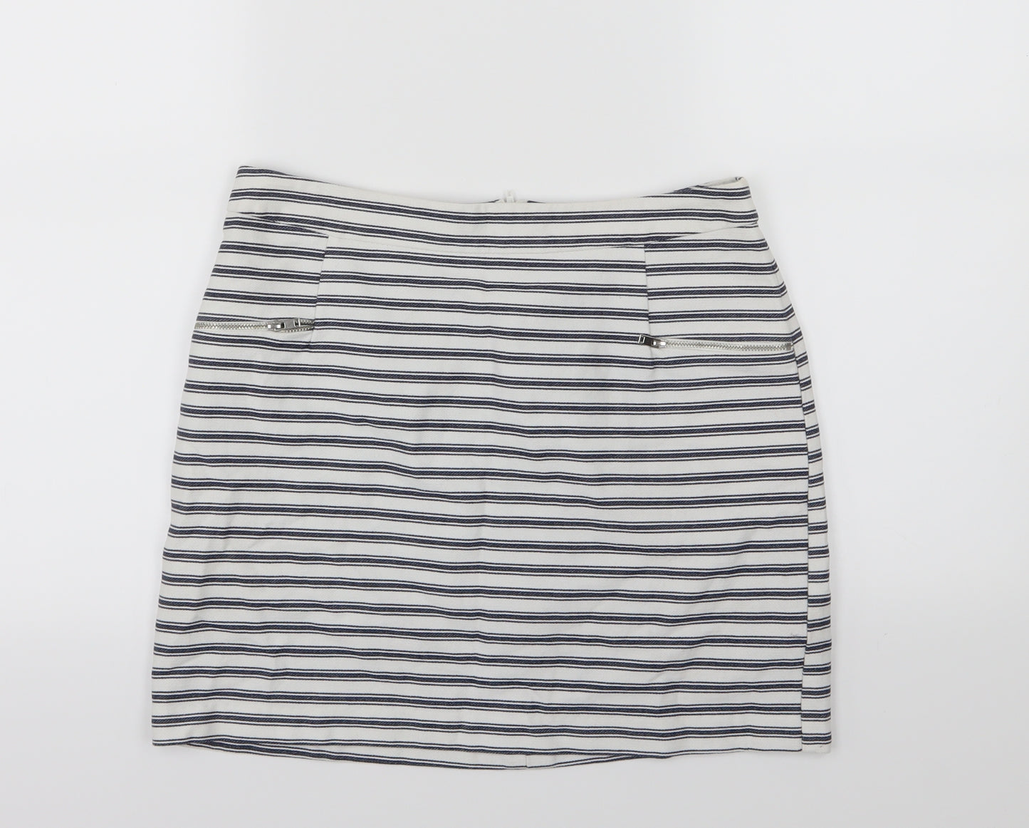 New Look Womens Blue Striped  A-Line Skirt Size 10