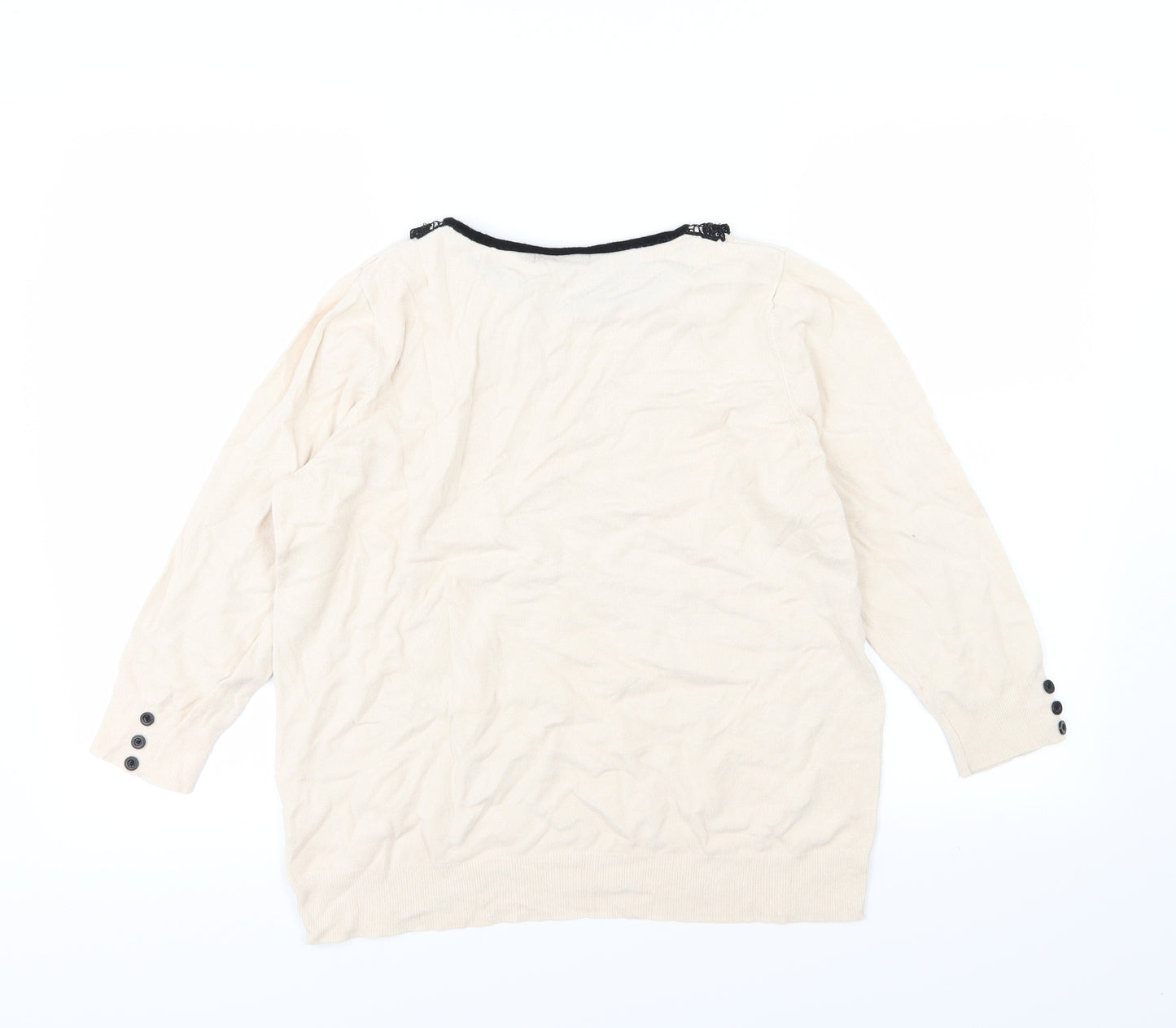 David Emanuel Womens Ivory  Knit Pullover Jumper Size M