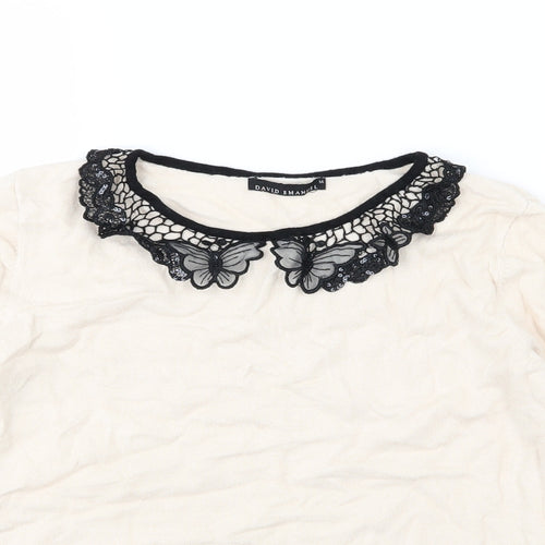 David Emanuel Womens Ivory  Knit Pullover Jumper Size M