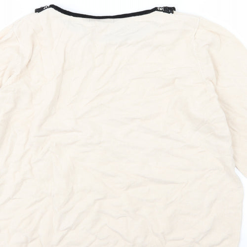 David Emanuel Womens Ivory  Knit Pullover Jumper Size M