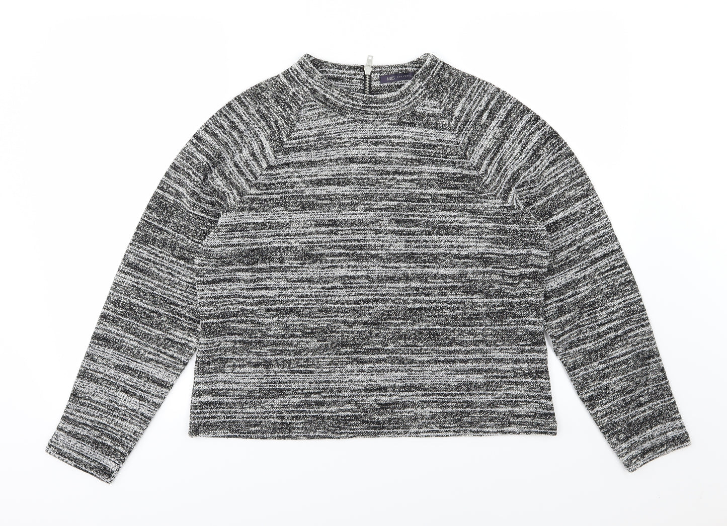 Marks and Spencer Womens Black Striped Knit Pullover Jumper Size 14