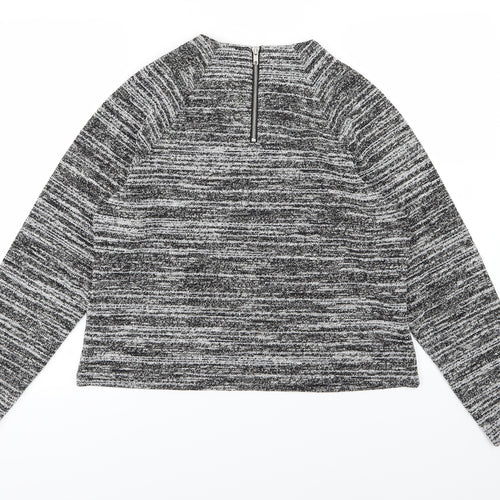 Marks and Spencer Womens Black Striped Knit Pullover Jumper Size 14