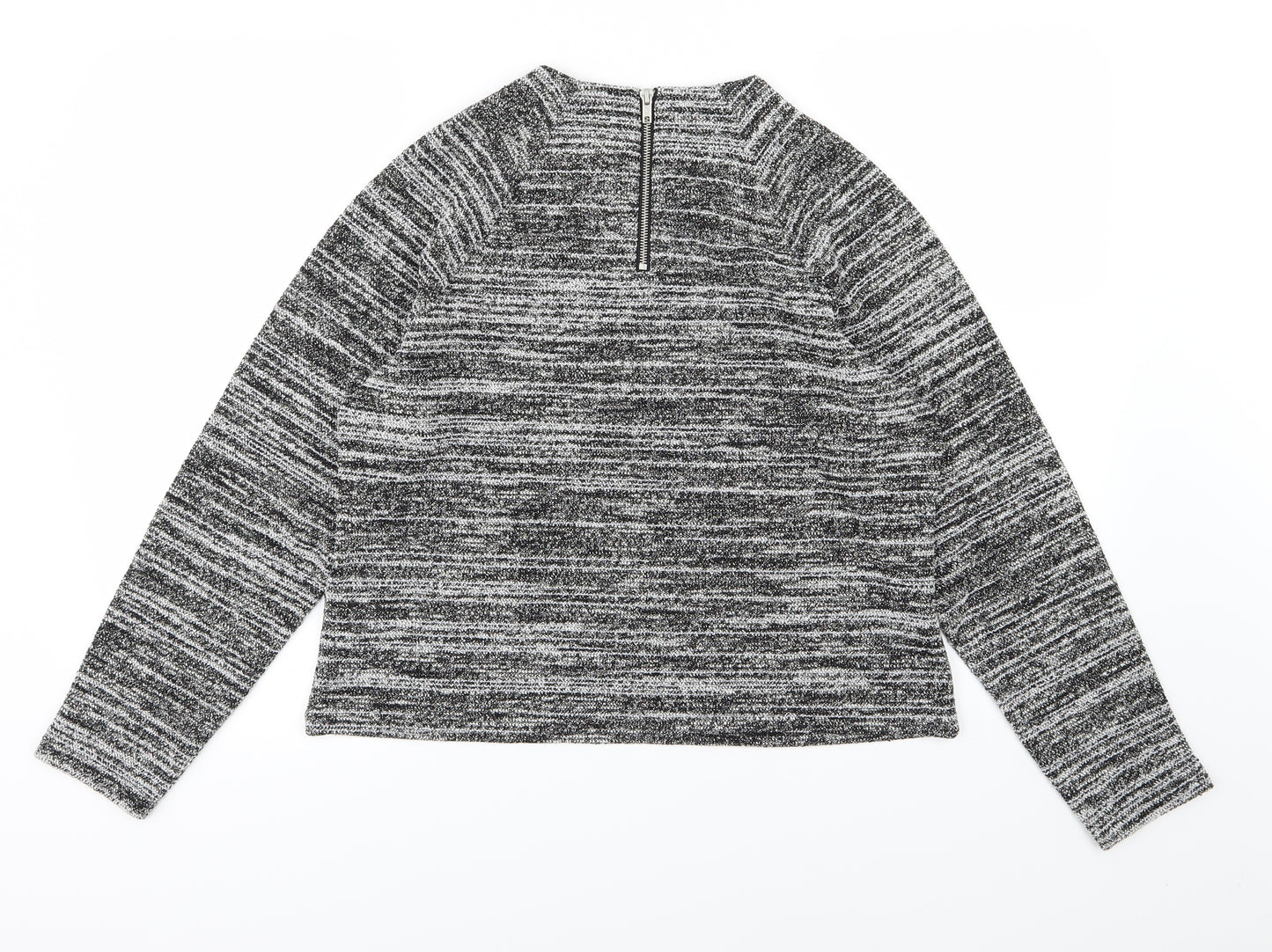 Marks and Spencer Womens Black Striped Knit Pullover Jumper Size 14