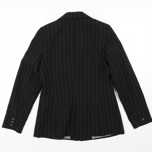AMARANTO Womens Black Striped Rayon Jacket Suit Jacket Size 12
