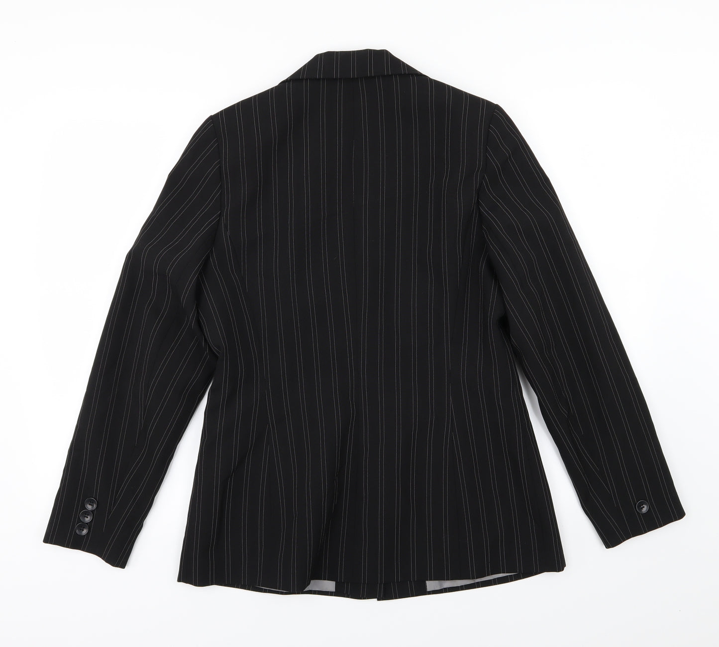 AMARANTO Womens Black Striped Rayon Jacket Suit Jacket Size 12