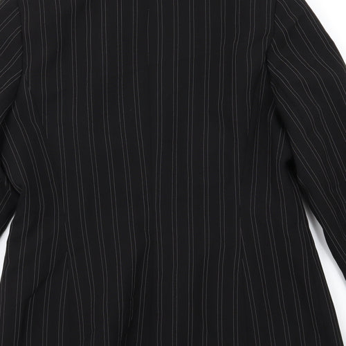AMARANTO Womens Black Striped Rayon Jacket Suit Jacket Size 12