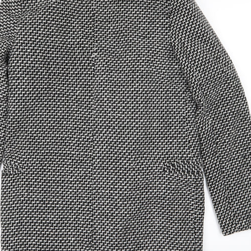 Yi Shang Womens Black Geometric  Overcoat Coat Size S