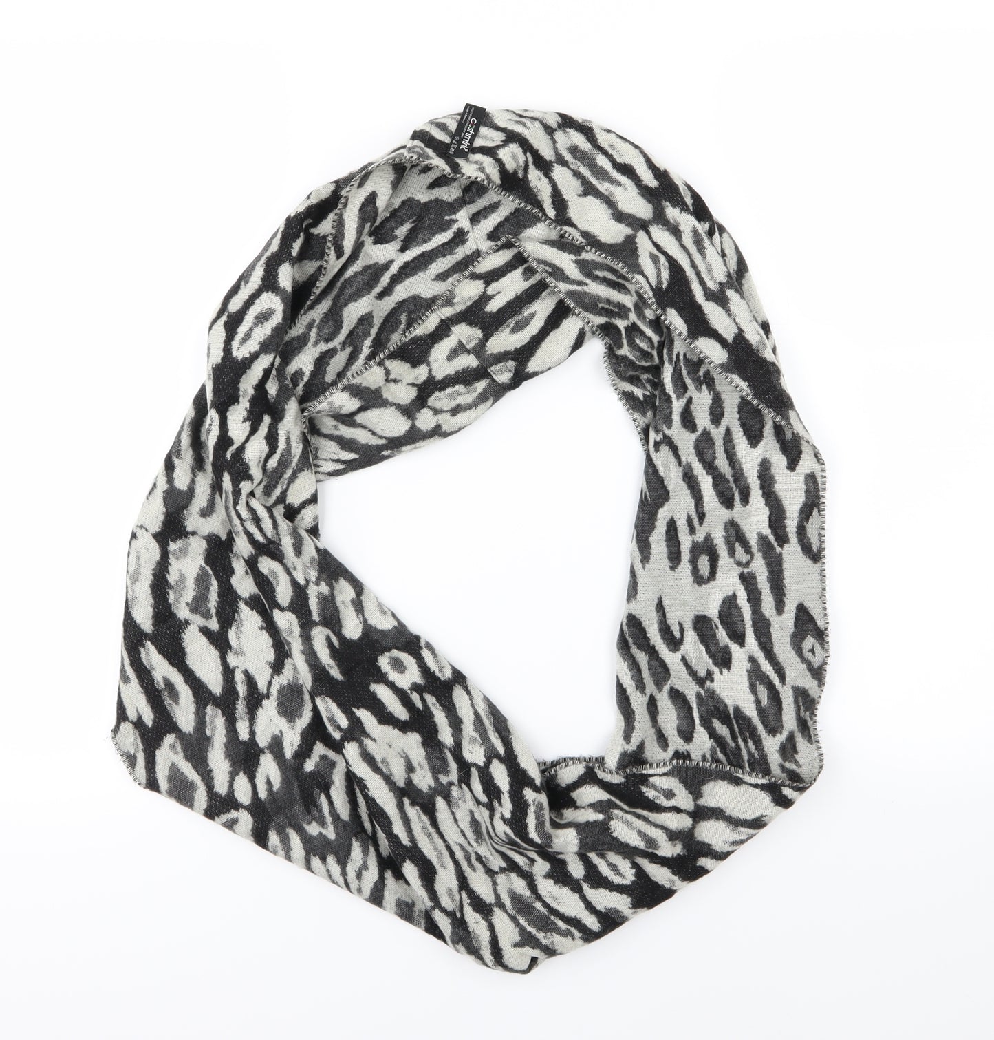 Cashmink Womens Black Animal Print Knit  Scarf   - Snood