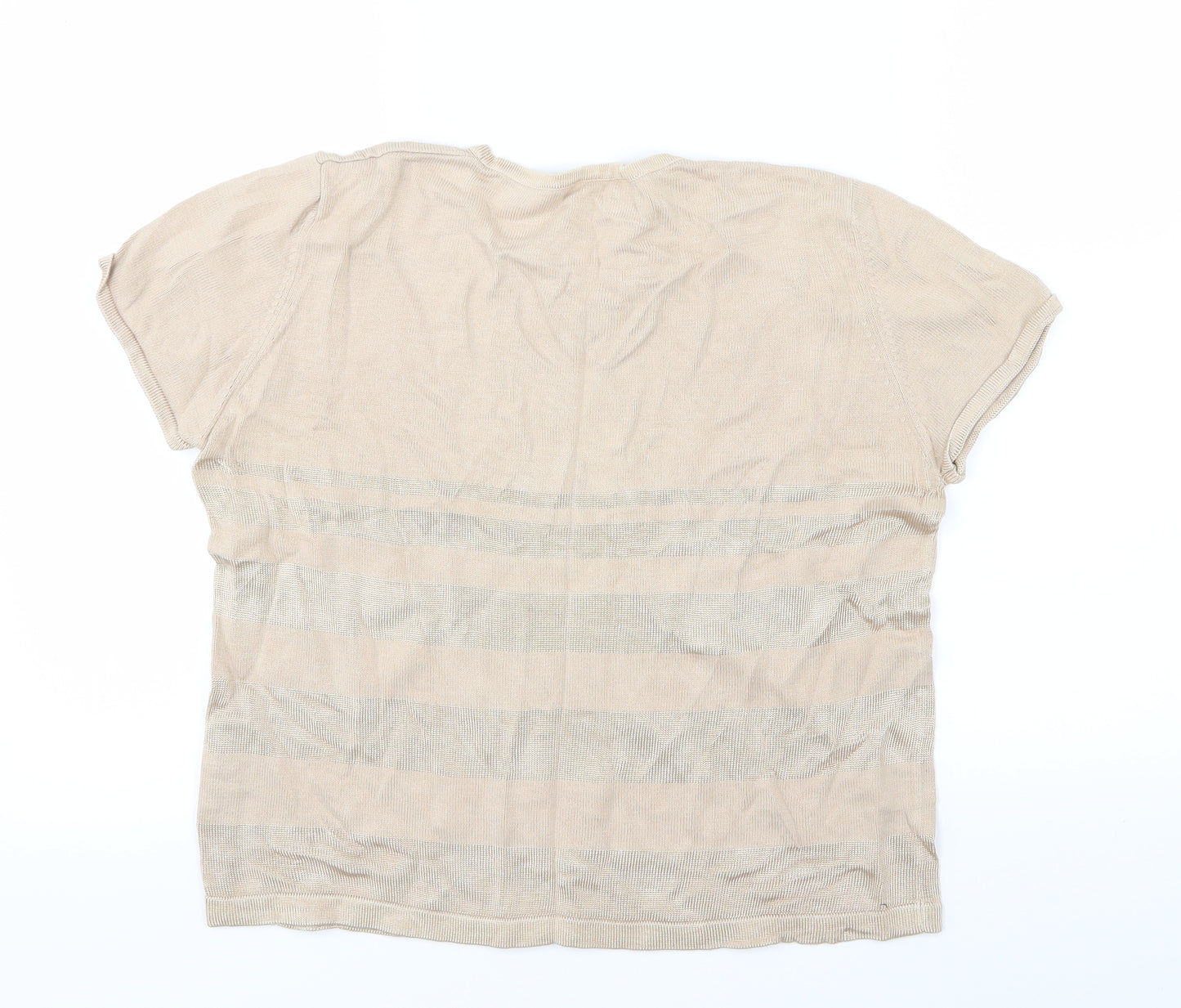 Preworn Womens Beige  Knit Basic T-Shirt Size 14