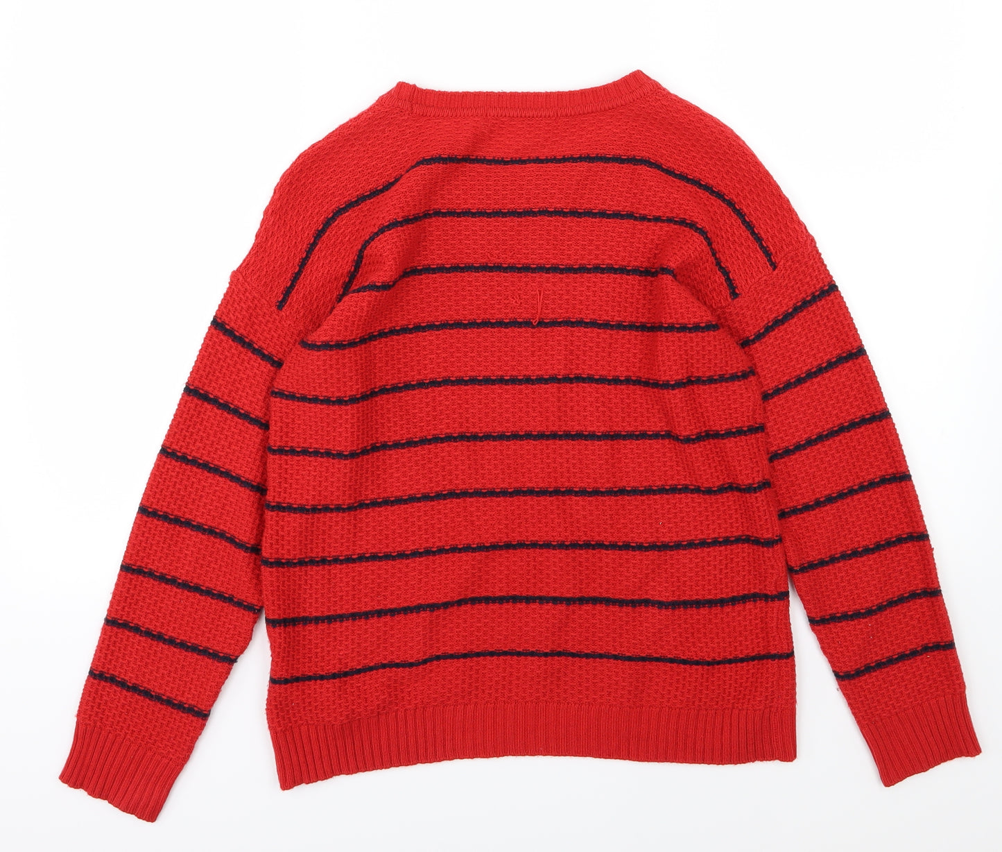Marks and Spencer Womens Red Striped Knit Pullover Jumper Size 8