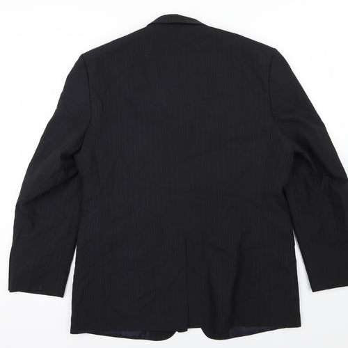 F&F Mens Black Striped Rayon Jacket Suit Jacket Size 44