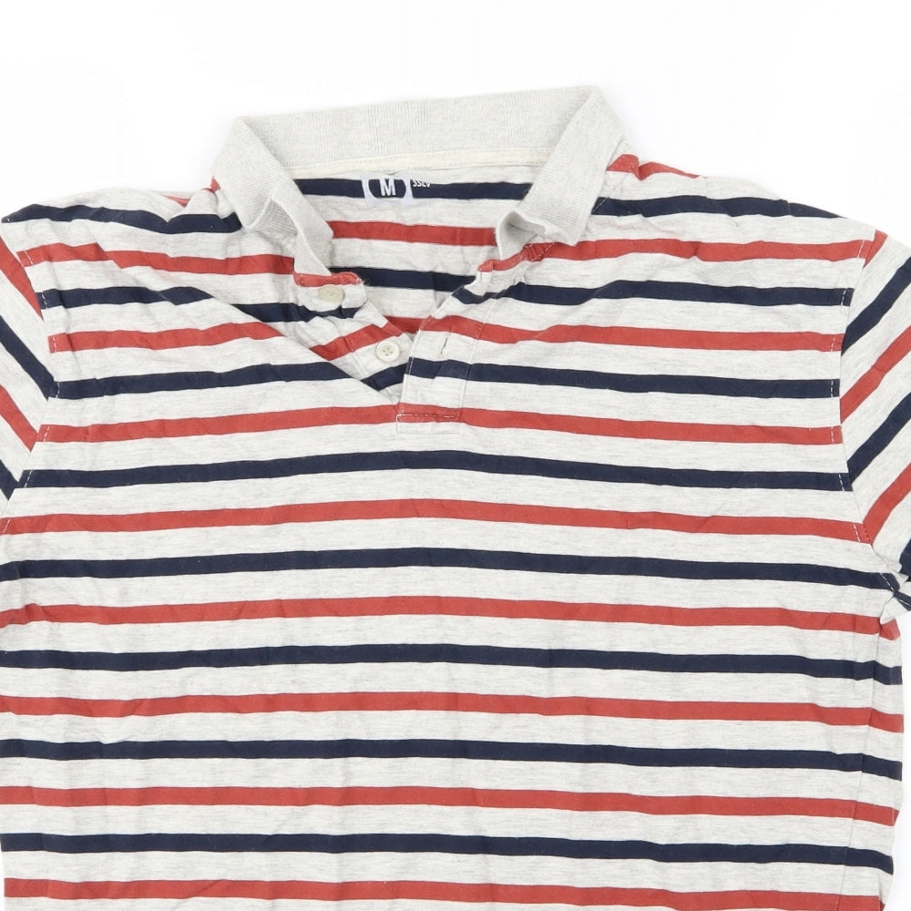 Cedar Wood State Mens Multicoloured Striped Jersey  Polo Size M