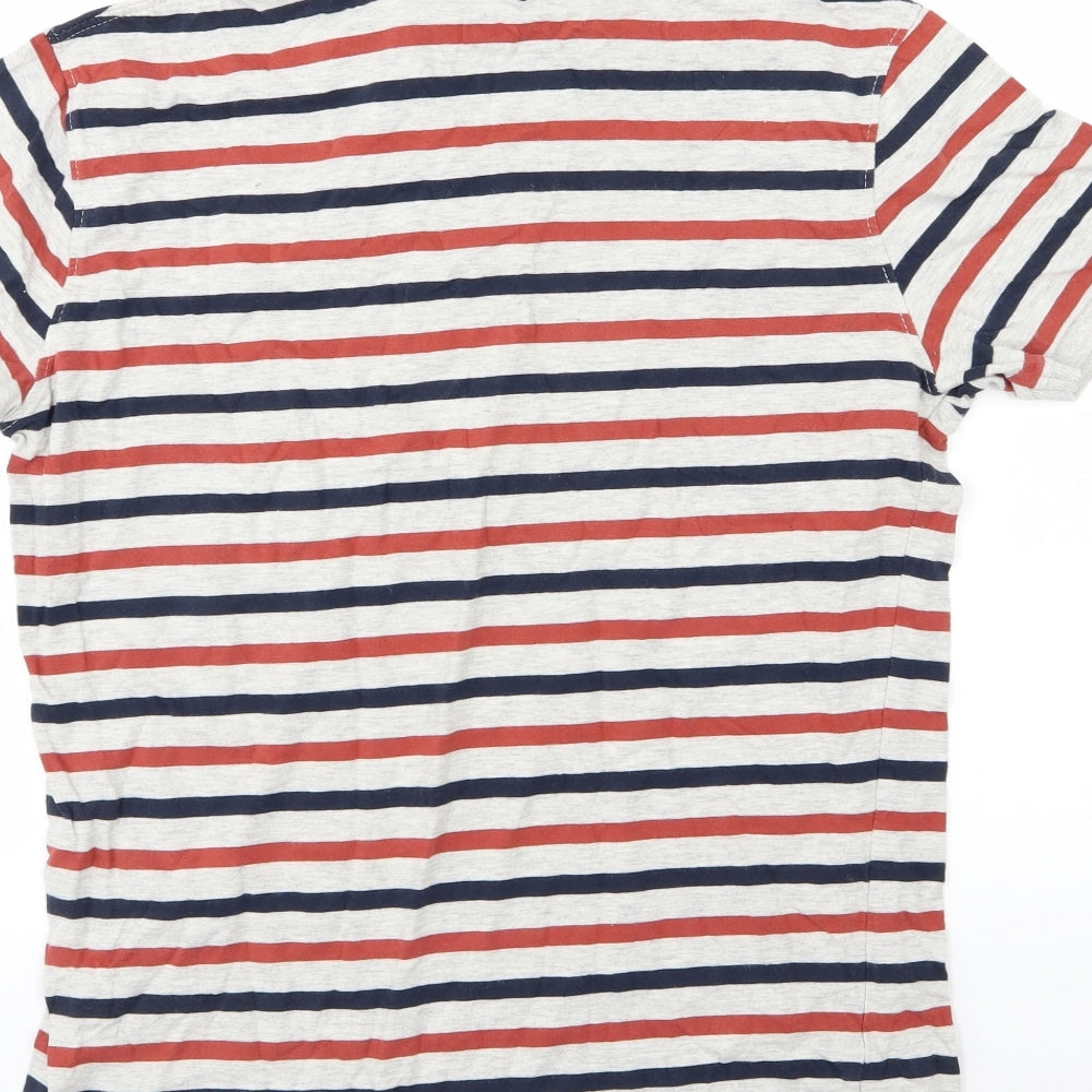 Cedar Wood State Mens Multicoloured Striped Jersey  Polo Size M