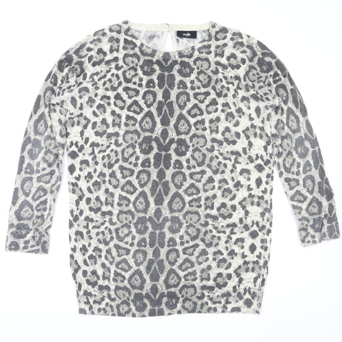 walllis Womens Brown Animal Print  Pullover Jumper Size S
