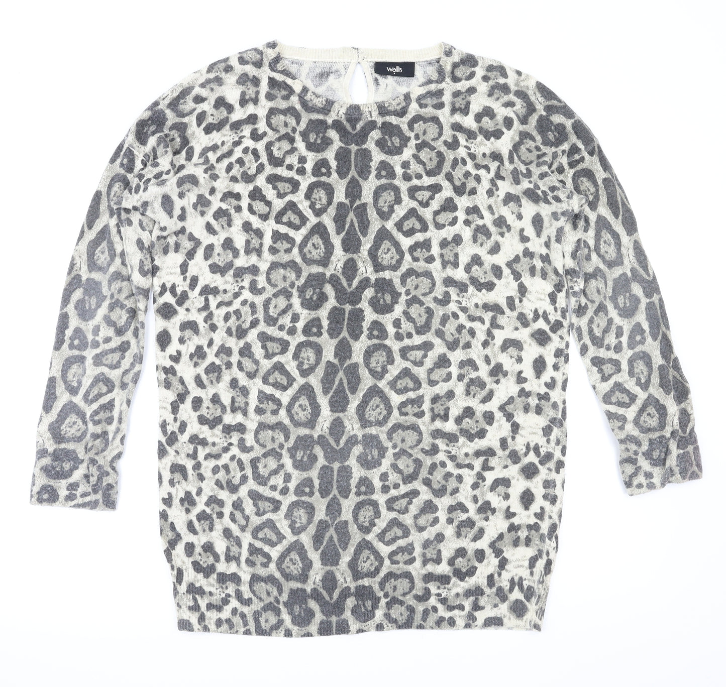 walllis Womens Brown Animal Print  Pullover Jumper Size S