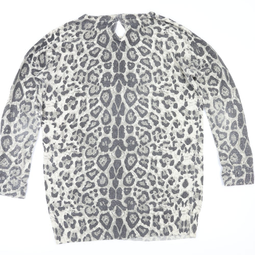 walllis Womens Brown Animal Print  Pullover Jumper Size S