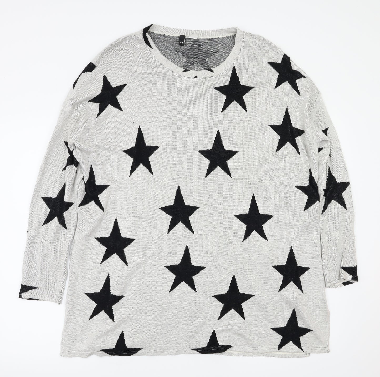 H&M Womens Grey Argyle/Diamond  Pullover Jumper Size M