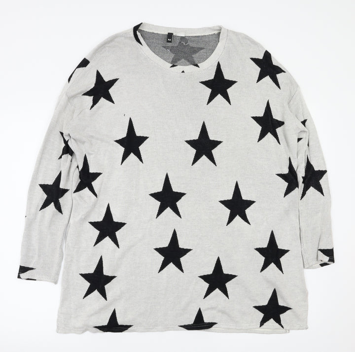 H&M Womens Grey Argyle/Diamond  Pullover Jumper Size M