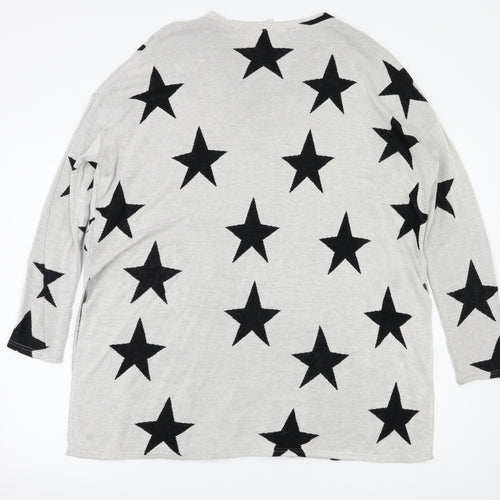 H&M Womens Grey Argyle/Diamond  Pullover Jumper Size M