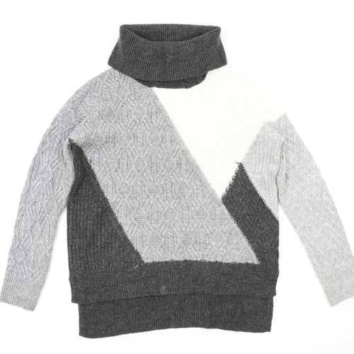 Max Studio Womens Grey Houndstooth  Pullover Hoodie Size M