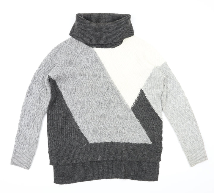 Max Studio Womens Grey Houndstooth  Pullover Hoodie Size M