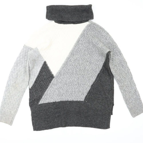 Max Studio Womens Grey Houndstooth  Pullover Hoodie Size M
