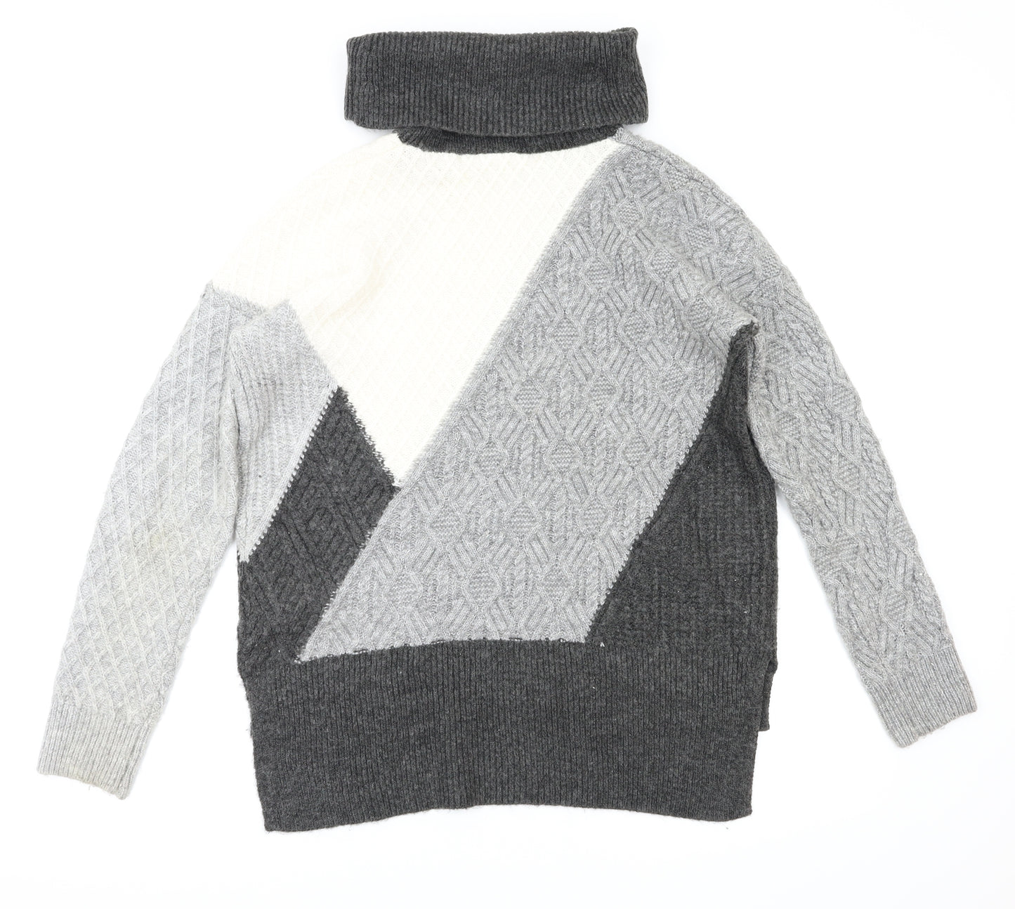 Max Studio Womens Grey Houndstooth  Pullover Hoodie Size M