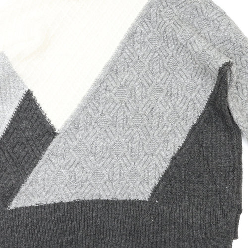 Max Studio Womens Grey Houndstooth  Pullover Hoodie Size M