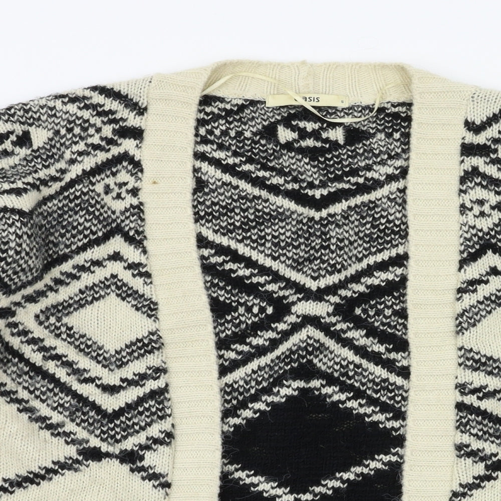 Oasis Womens Ivory Argyle/Diamond  Cardigan Jumper Size S